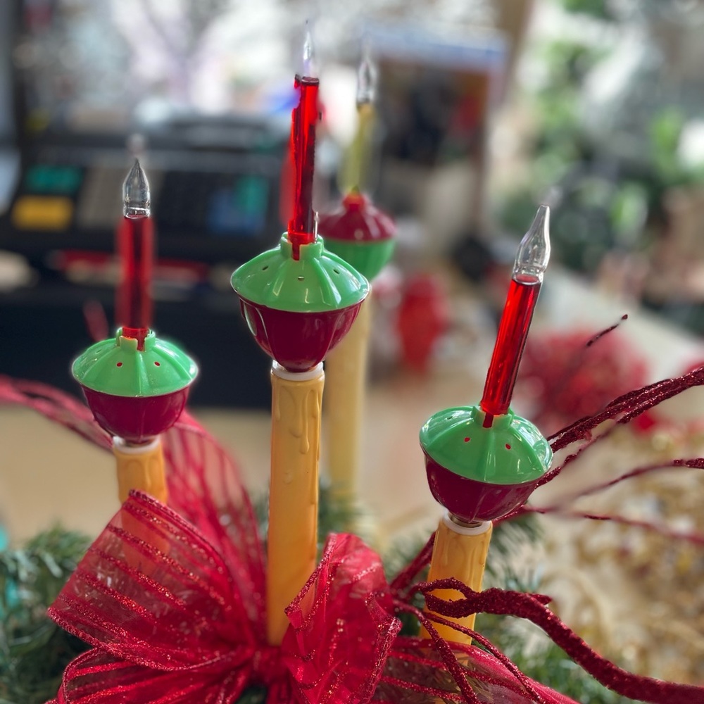 Vintage Christmas Candelabra with bubble lights